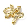 Rack Plating Brass Micro Pave Clear Cubic Zirconia Fold Over Clasps KK-G448-02G-3