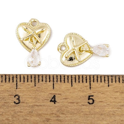 Brass Micro Pave Clear Cubic Zirconia Charms KK-L212-16G-1