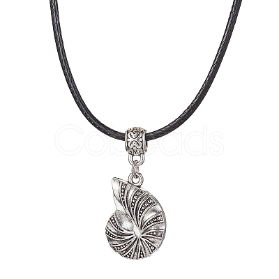 Ocean Theme Alloy Pendant Necklace with Imitation Leather Cords NJEW-JN04495-1