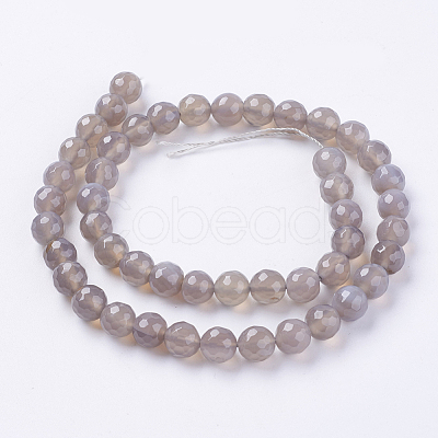 Natural Grey Agate Beads Strands G-G580-8mm-08-1