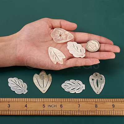 KISSITTY 18Pcs 9 Shapes Natural Capiz Shell Pendants SHEL-KS0001-01-1