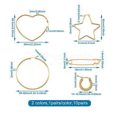 201 Stainless Steel Hoop Earrings Sets EJEW-PJ0001-02-1