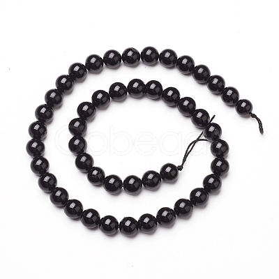 Natural Black Tourmaline Beads Strands G-L554-02-6mm-1