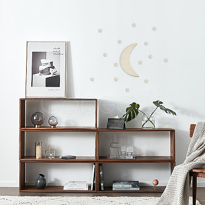 DIY Wood Moon & Star Wall Decoration Painting Kit FIND-WH0117-71-1