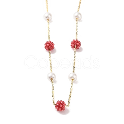 Plastic Imitation Pearl Beads  Beads Necklace BJEW-B078-04G-1