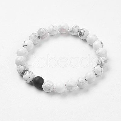 Natural Howlite Stretch Bracelets BJEW-P185-C02-1