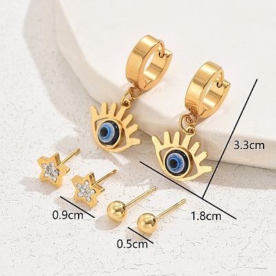 Stylish Evil Eye 304 Stainless Steel Earrings Set for Women VQ1262-2-1