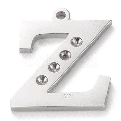 Tarnish Resistant 304 Stainless Steel Letter Pendant Rhinestone Settings STAS-J028-01Z-1