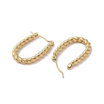 Twist Oval 201 Stainless Steel Half Hoop Earrings for Women EJEW-G385-43G-1