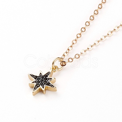 Brass Micro Pave Cubic Zirconia Star Pendant Necklaces NJEW-JN03283-02-1