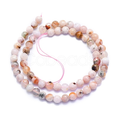 Natural Cherry Blossom Agate Beads Strands G-K310-C07-6mm-1