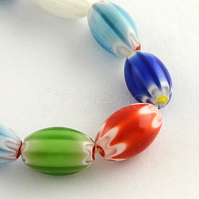 Oval Handmade Millefiori Glass Beads Strands X-LK-R004-85-1