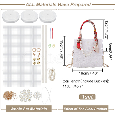 DIY Ribbon Knitting Women's Handbag Kits DIY-WH0453-08A-1