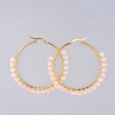 Beaded Hoop Earrings EJEW-JE03830-03-1