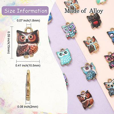 30Pcs 10 Styles Printed Alloy Pendants PALLOY-CJ0002-57-1