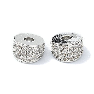 Rack Plating Brass Pave Clear Cubic Zirconia Beads KK-M282-37P-1