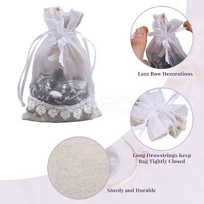 Burlap & Organza Storage Pouches ABAG-WH0040-13-1