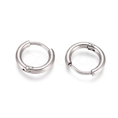 Tarnish Resistant 304 Stainless Steel Huggie Hoop Earrings EJEW-G272-02-8mm-P-1