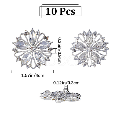 Gorgecraft 10Pcs 3-Hole Alloy Rhinestone Button BUTT-GF0003-55-1