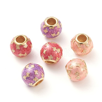 Brass Enamel European Beads MPDL-P005-36G-1