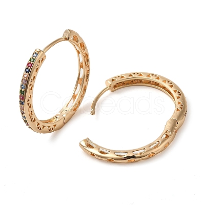 Brass Micro Pave Colorful Cubic Zirconia Hoop Earrings for Women EJEW-M238-22KCG-1