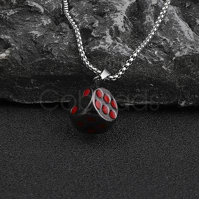 Zinc Alloy with Enamel Dice Pendant Necklaces NJEW-C034-04P-02-1