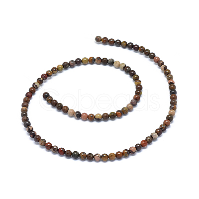 Natural Chinese Writing Stone Round Bead Strands G-P070-12-10mm-1