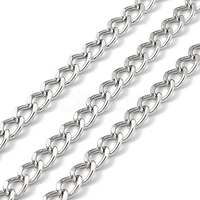 Tarnish Resistant 304 Stainless Steel Faceted Curb Chains CHS-G027-02P-1