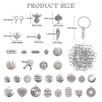 DIY Motivation Word Charm Keychain Making Kit DIY-SZ0008-38-1