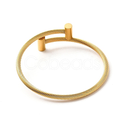 Ion Plating(IP) 304 Stainless Steel Twist Rope Open Cuff Bangle BJEW-P283-53A-1