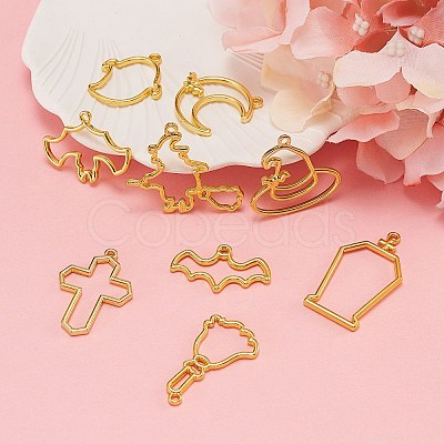 9Pcs 9 Style Zinc Alloy Open Back Bezel Pendants FIND-SZ0001-43-1