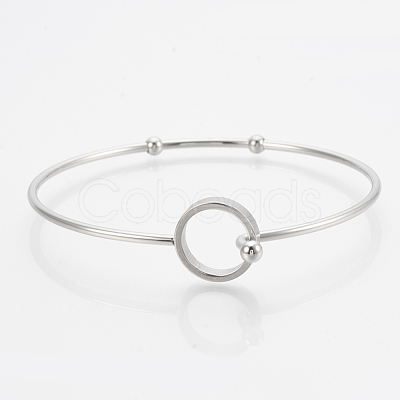 Tarnish Resistant 304 Stainless Steel Bangles X-STAS-N084-04-1