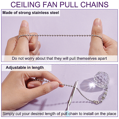 Electorplated Glass Ceiling Fan Pull Chain Extenders FIND-AB00025-1