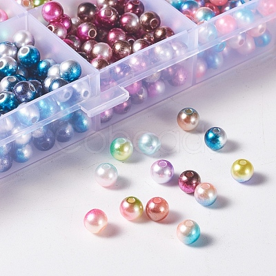 Rainbow ABS Plastic Imitation Pearl Beads OACR-YW0001-02B-1