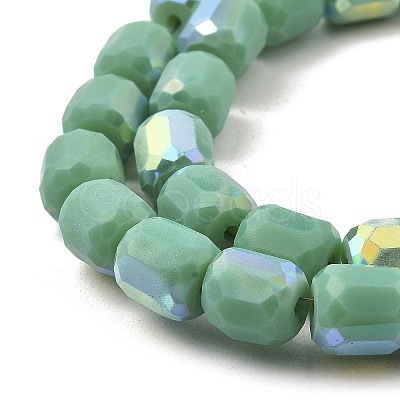 Frosted Imitation Jade Glass Beads Strands GLAA-P058-08A-08-1