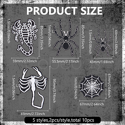 10Pcs 5 Style Halloween Spider/Scorpion/Web Computerized Embroidery Cloth Iron on/Sew on Patches PATC-FG0001-78-1