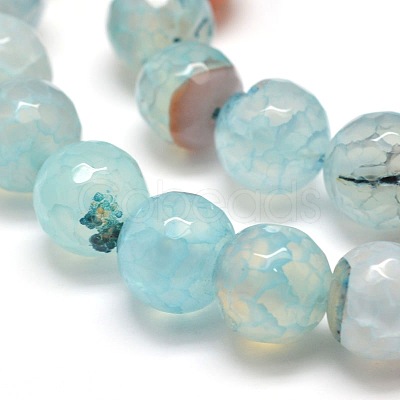 Dyed Natural Agate Faceted Round Beads Strands X-G-E268-04-1