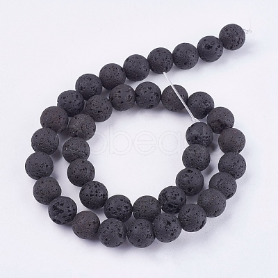 Natural Lava Rock Bead Strands G-R193-18-10mm-1