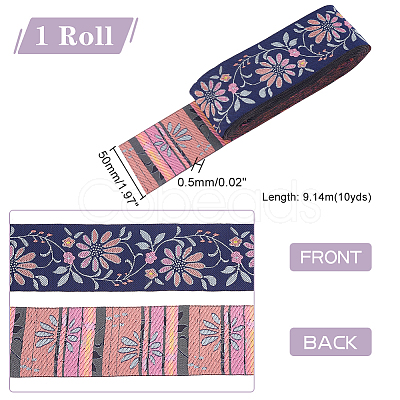 10 Yards Ethnic Style Embroidery Polyester Ribbons OCOR-WH0067-77B-1