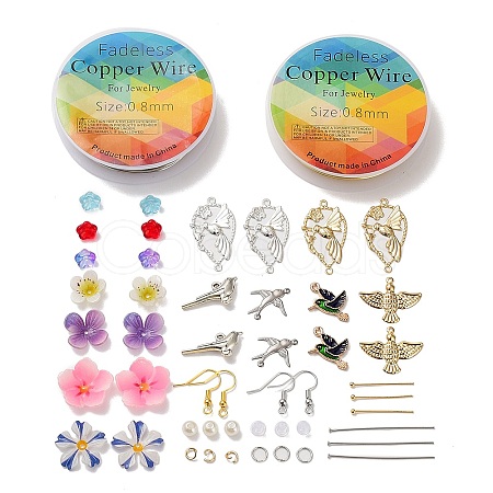 DIY Flower and Bird Dangle Earring Making Kits DIY-SZ0008-96-1