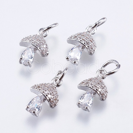 Brass Micro Pave Cubic Zirconia Charms X-RB-I077-25P-RS-1