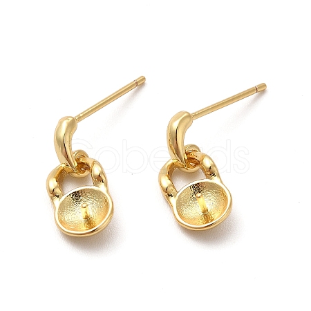 Rack Plating Brass Stud Earring Findings EJEW-P226-13G-1