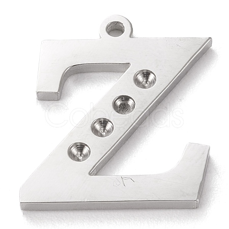 304 Stainless Steel Letter Pendant Rhinestone Settings STAS-J028-01Z-1