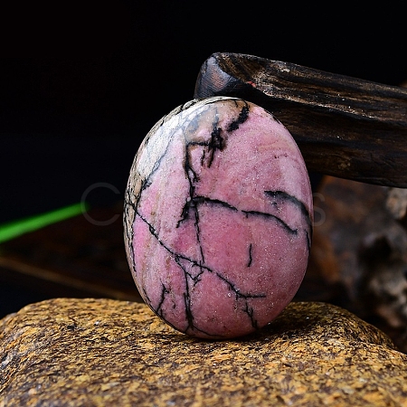 Natural Rhodonite Oval Palm Stone Massager PW-WG63539-20-1