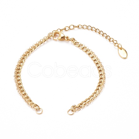 Two-Layer 304 Stainless Steel Curb Chain & Brass Cable Chain Bracelet Making AJEW-JB00923-1