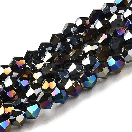 Opaque Solid Color Electroplate Glass Beads Strands EGLA-A039-P2mm-B17-1