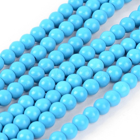 1 Strand Dyed Deep Sky Blue Round Synthetic Turquoise Beads Strands X-TURQ-G106-6mm-02F-1