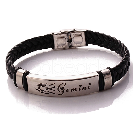 Braided Leather Cord Bracelets PW-WG99416-03-1