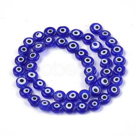 Handmade Evil Eye Lampwork Beads Strands X-LAMP-S191-02B-03-1