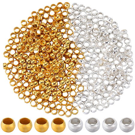 SOFPLATE 2000Pcs 2 Colors Brass Crimp Beads KK-SP0001-83-1